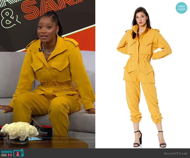 Norma Kamali Turtle Cargo Jumpsuit worn by Keke Palmer on Good Morning America