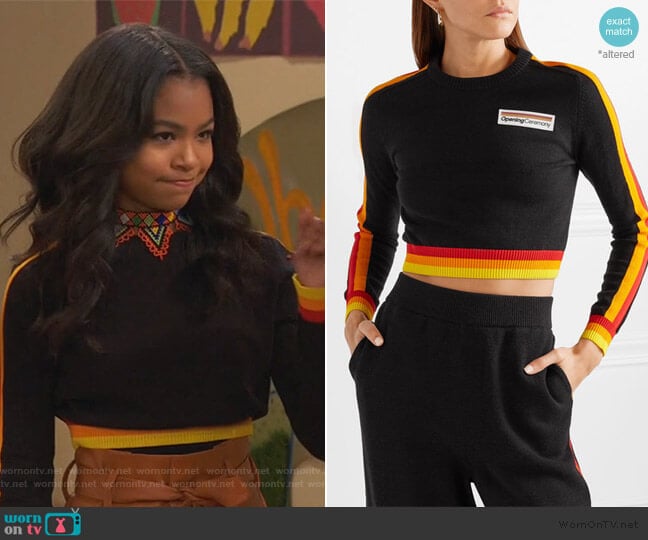 Opening Ceremony Cropped striped cotton sweater worn by Nia Baxter (Navia Robinson) on Ravens Home