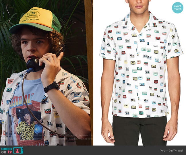 Original Penguin Short Sleeve Cassette Print Shirt worn by Dustin (Gaten Matarazzo) on Stranger Things