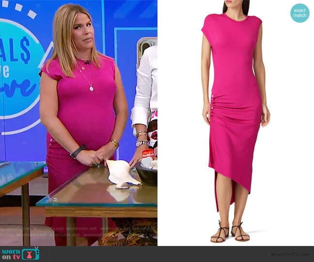 Paco Rabanne Hot Pink Ruched Dress worn by Jenna Bush Hager on Today
