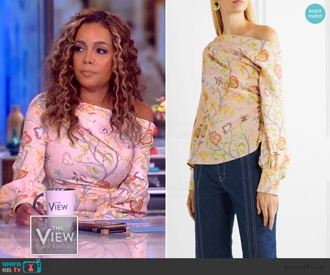 Peter Pilotto Printed Asymmetric Blouse worn by Sunny Hostin on The View