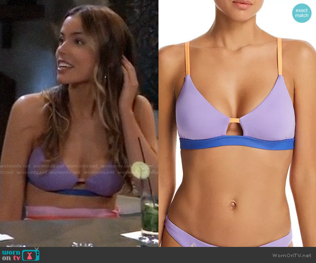 Polo Ralph Lauren Modern Solids Cutout Racerback Bikini Top worn by Sasha Gilmore (Sofia Mattsson) on General Hospital