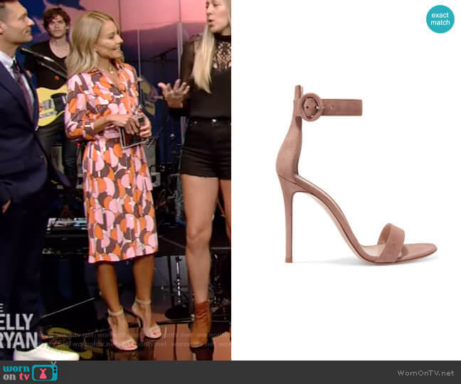 Gianvito Rossi Portofino Leather Sandals worn by Kelly Ripa on Live with Kelly and Mark