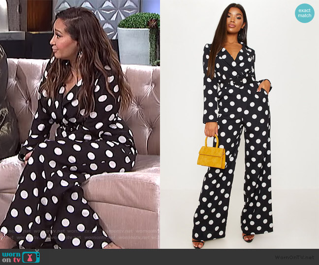 Monochrome Polka dot Jumpsuit on The Real worn by Adrienne Houghton on The Real