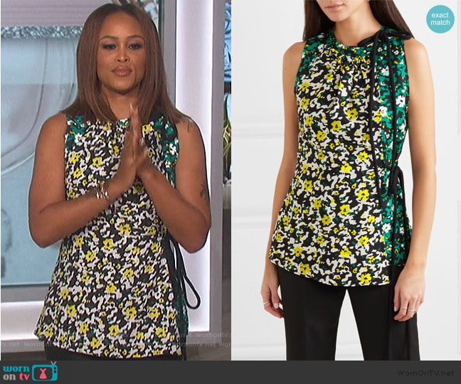 Proenza Schouler Floral-print crepe top worn by Eve on The Talk
