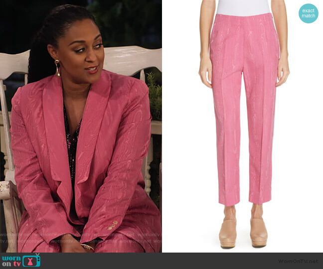 Rachel Comey Prime Wool Blend Moiré Pants worn by Cocoa McKellan (Tia Mowry-Hardrict) on Family Reunion