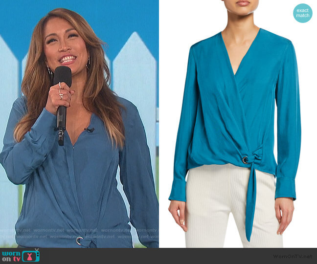 Rag & Bone Felix Tie-Front Popover Blouse worn by Carrie Inaba on The Talk