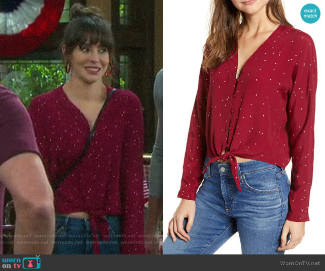 Rails Sloane Top in Red worn by Sarah Horton (Linsey Godfrey) on Days of our Lives
