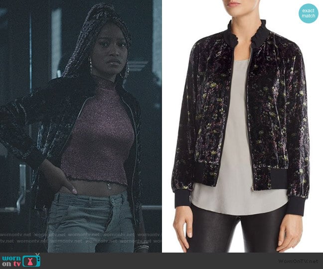Rebecca Taylor Floral Velvet Bomber Jacket worn by Kym (Keke Palmer) on Scream