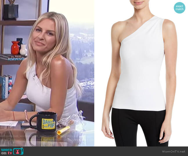Rosetta Getty One-Shoulder Fitted Interlock Jersey Tank worn by Morgan Stewart on E! News