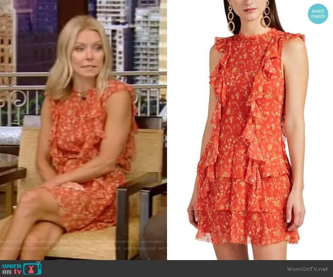 Sir The Label Posey Floral Silk Minidress worn by Kelly Ripa on Live with Kelly and Mark