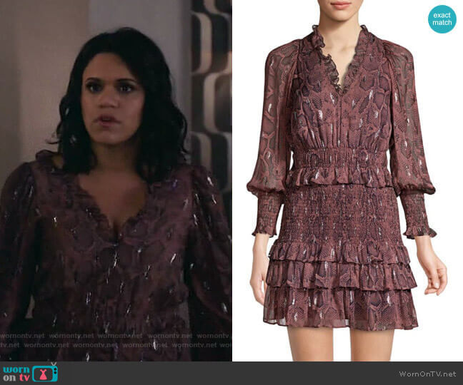 Rebecca Taylor Snake Smock Dress worn by Yoli (Justina Adorno) on Grand Hotel