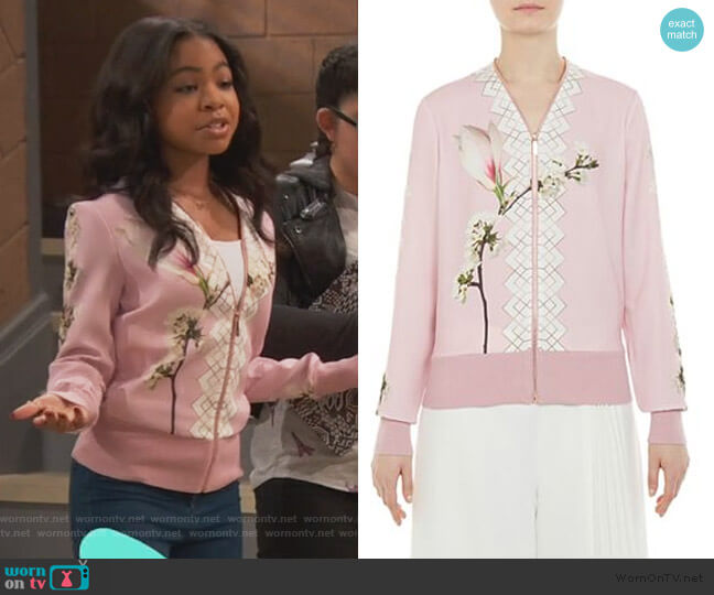 Ted Baker Emylou Harmony Print Zip Cardigan worn by Nia Baxter (Navia Robinson) on Ravens Home