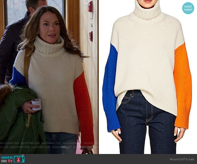 Tomorrowland Colorblocked Wool Turtleneck Sweater worn by Liza Miller (Sutton Foster) on Younger
