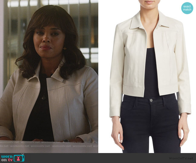 Theory Theory Shrunken Leather Jacket worn by Jasmine Gooden (Sharon Leal) on Instinct
