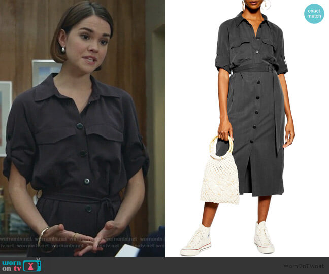 Topshop Utility Midi Shirtdress worn by Callie Foster (Maia Mitchell) on Good Trouble