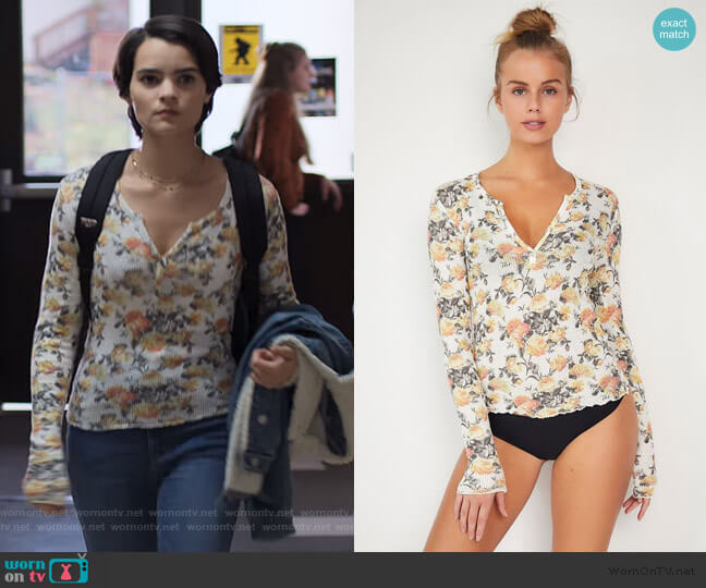 Urban Outfitters Out From Under Scarlett Notch Henley Top worn by Elodie Davis (Brianna Hildebrand) on Trinkets