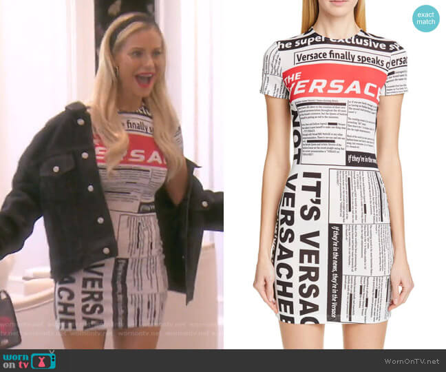 Versace Versace News Print Dress worn by Dorit Kemsley on The Real Housewives of Beverly Hills