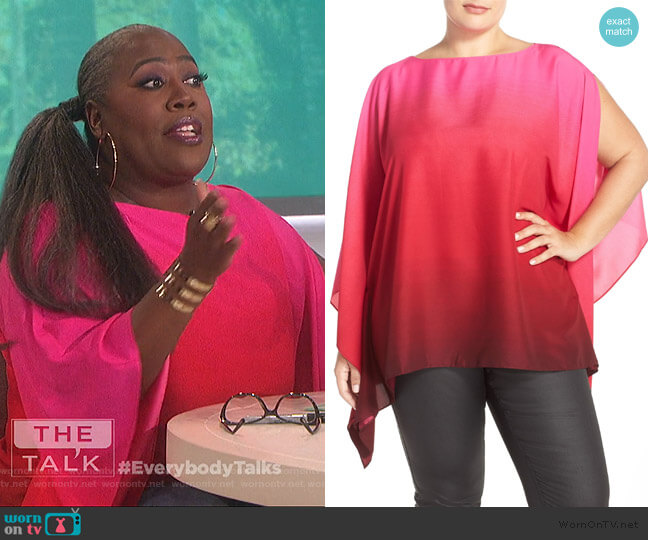 Vince Camuto Ombre Poncho Top worn by Sheryl Underwood on The Talk