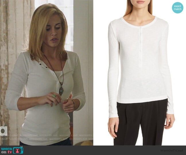 Vince Ribbed Henley worn by Kelly Anne Van Awken (Molly Burnett) on Queen of the South