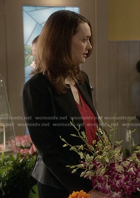 Abigail’s black peplum jacket on Good Witch