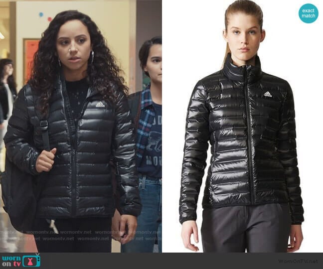 Adidas Varilite Down Jacket worn by Moe Truax (Kiana Madeira) on Trinkets