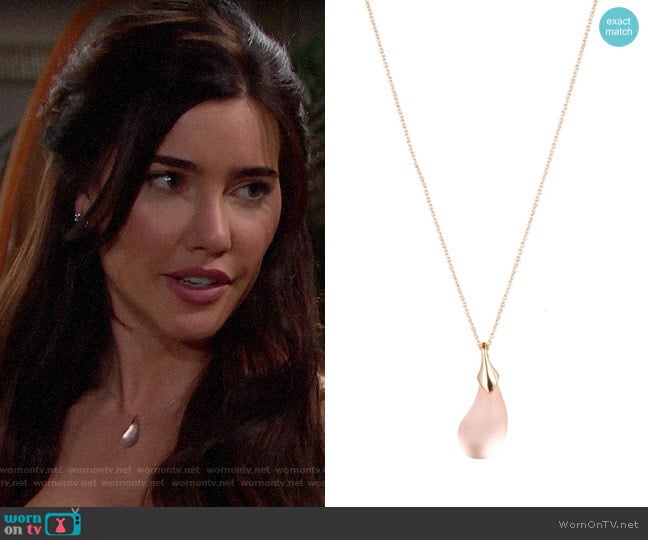 Alexis Bittar Dewdrop Pendant Necklace in Sunset worn by Steffy Forrester (Jacqueline MacInnes Wood) on The Bold and the Beautiful