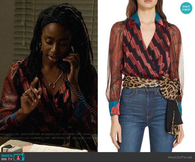 Alice + Olivia Omega Top worn by Nicole Malloy (Kirby Howell-Baptiste) on Veronica Mars