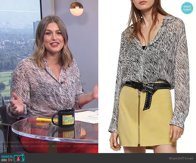 All Saints Bernie Zed Zebra Print Shirt worn by Carissa Loethen Culiner on E! News