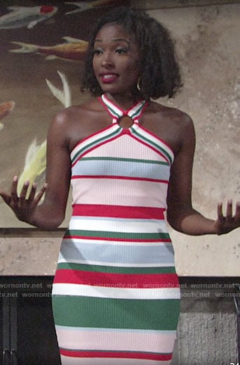 Ana’s striped ring detail dress on The Young and the Restless