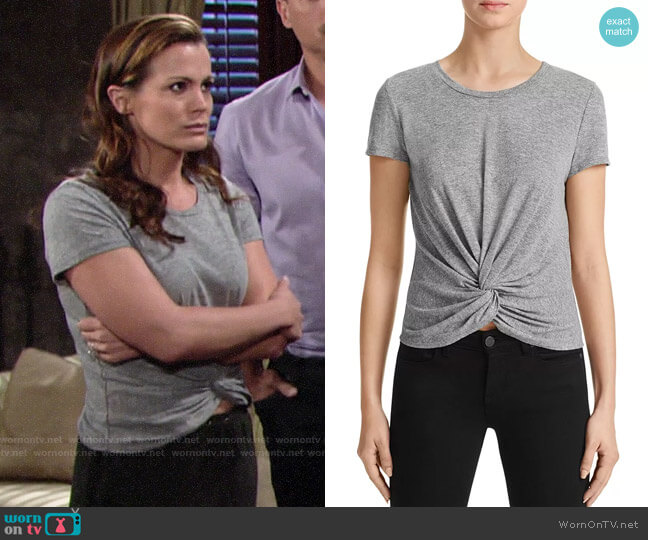 Aqua Twist-Front Tee in Heather Grey worn by Chelsea Lawson (Melissa Claire Egan) on The Young and the Restless