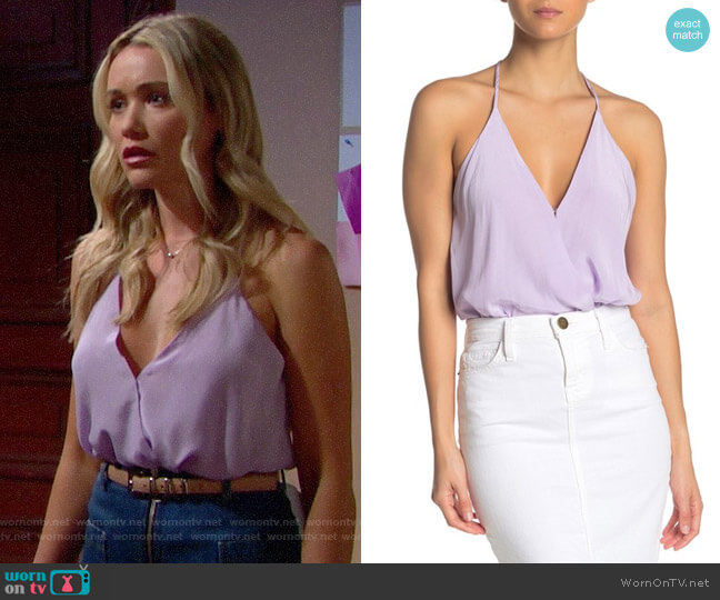 ASTR Amber Surplice V-Neck Bodysuit worn by Flo Fulton (Katrina Bowden) on The Bold and the Beautiful
