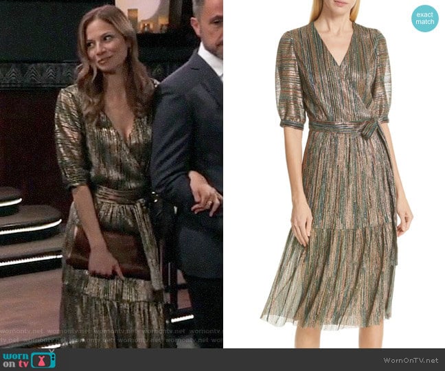 BA&SH Star Metallic Midi Dress worn by Kim Nero (Tamara Braun) on General Hospital