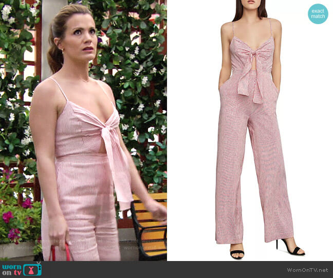 Bcbgmaxazria Striped Tie-Front Jumpsuit worn by Chelsea Lawson (Melissa Claire Egan) on The Young and the Restless