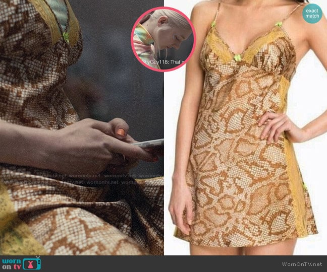 Betsey Johnson Snake Print Slip worn by Jules Vaughn (Hunter Schafer) on Euphoria
