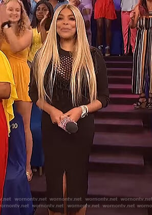Wendy’s black crochet knit dress on The Wendy Williams Show