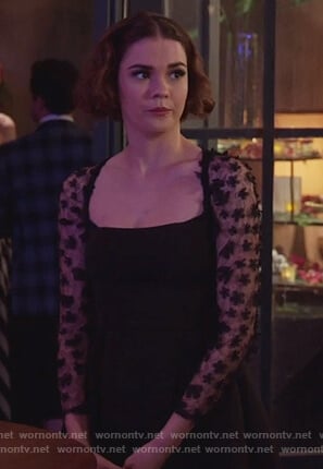 Callie’s black floral lace dress on Good Trouble