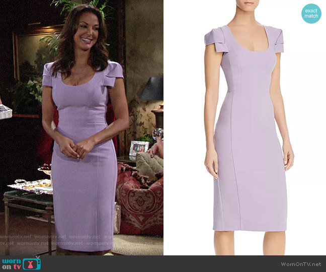 Black Halo Amelie Dress in Violet Vista worn by Celeste Rosales (Eva LaRue) on The Young and the Restless