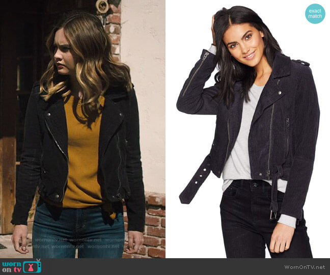 Blank NYC Corduroy Moto Jacket worn by McKenna Brady (Liana Liberato) on Light as a Feather