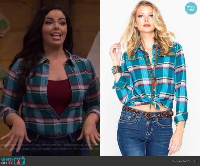 Shyanne Plaid Studded Flannel Shirt worn by Lou Hockhauser (Miranda May) on Bunkd