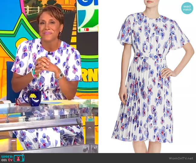 Boss Diplissee Pleated Floral-Print Dress worn by Robin Roberts on Good Morning America