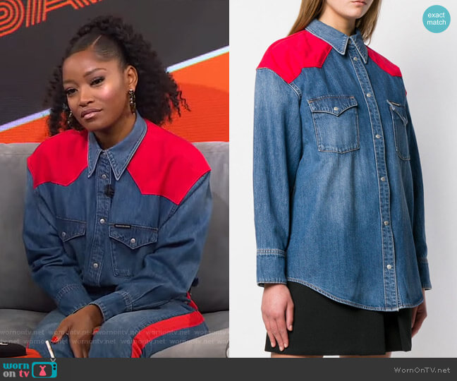 Calvin Klein Jeans Western Denim Shirt worn by Keke Palmer on Good Morning America