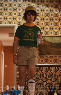Dustin’s green camp tee and cap on Stranger Things
