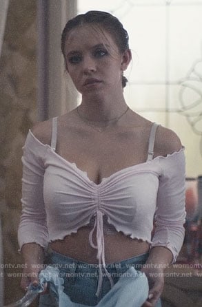 Cassie’s ruffle trim drawstring top on Euphoria