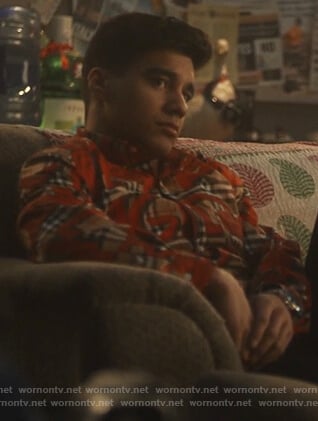 Vivek’s plaid graffiti shirt on Grown-ish