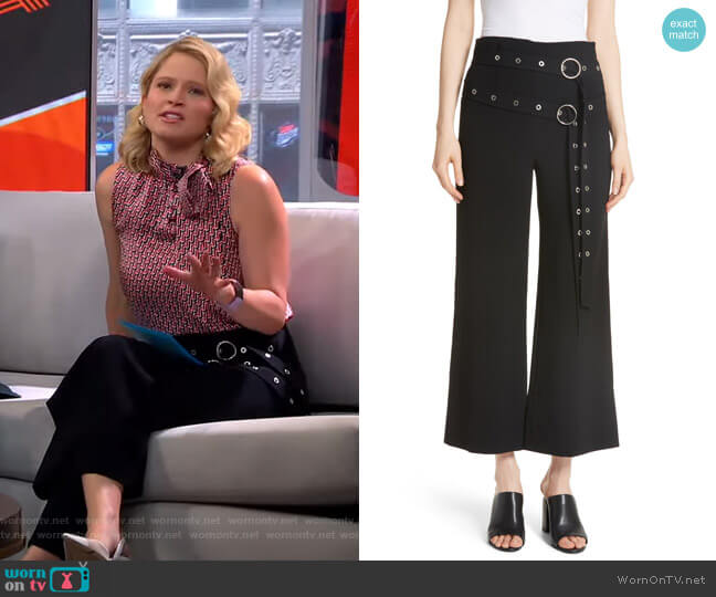 Cinq a Sept Jessi Double Belt Pants worn by Sara Haines on Good Morning America