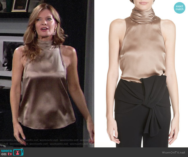 Cinq a Sept Jazlyn Top in Pewter worn by Phyllis Summers (Michelle Stafford) on The Young and the Restless