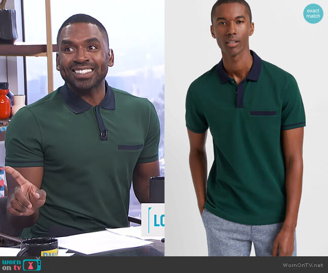 Club Monaco Welt Pocket Polo worn by Justin Sylvester on E! News