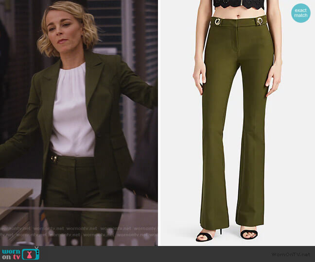 Derek Lam 10 Crosby Clasp-Detailed Cotton Twill Slim Flared Trousers worn by Lizzie Needham (Bojana Novakovic) on Instinct
