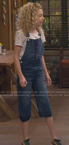 Destiny’s lace-up front denim overalls on Bunkd